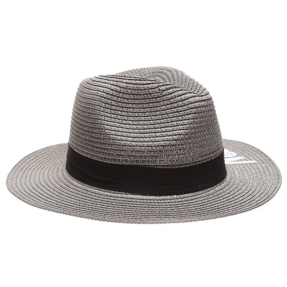 NewYork Embroidered Summer Straw Beach Hat -Gray - Picture 4 of 5